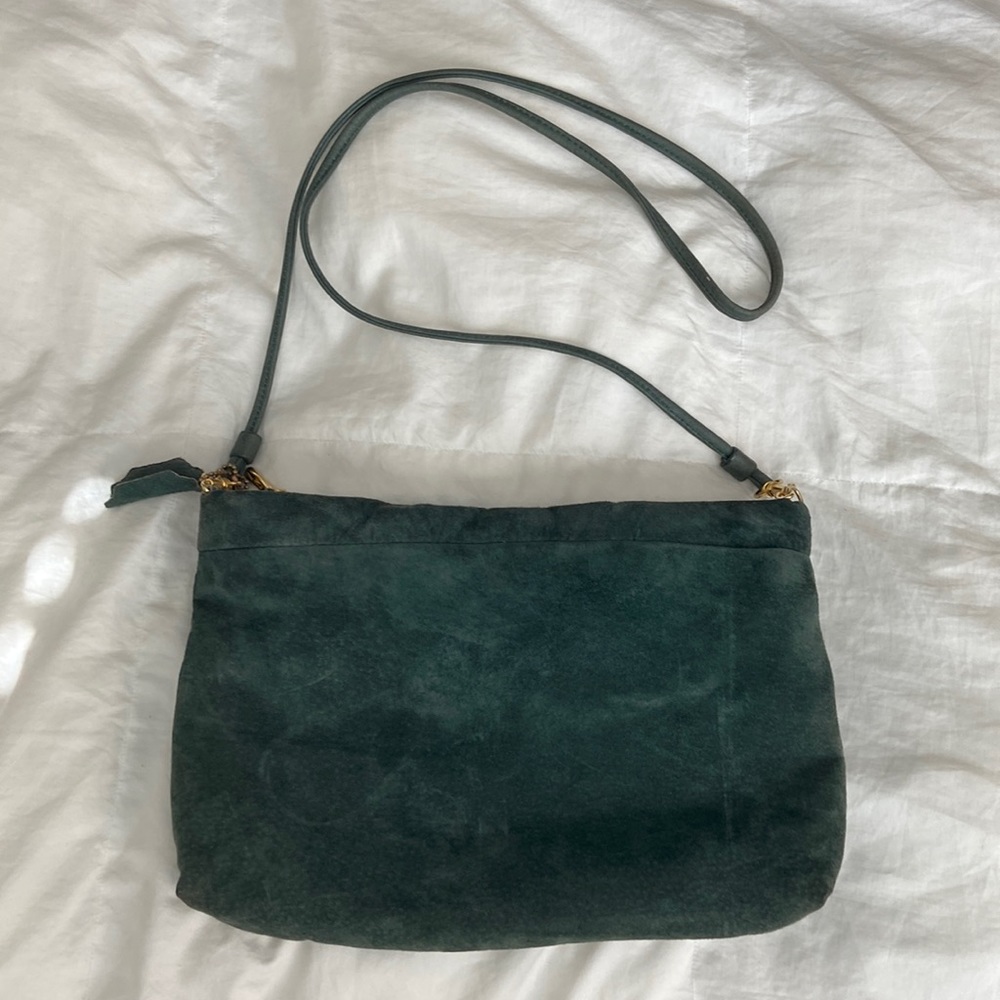Vintage Jennifer Moore Green Suede Crossbody Bag